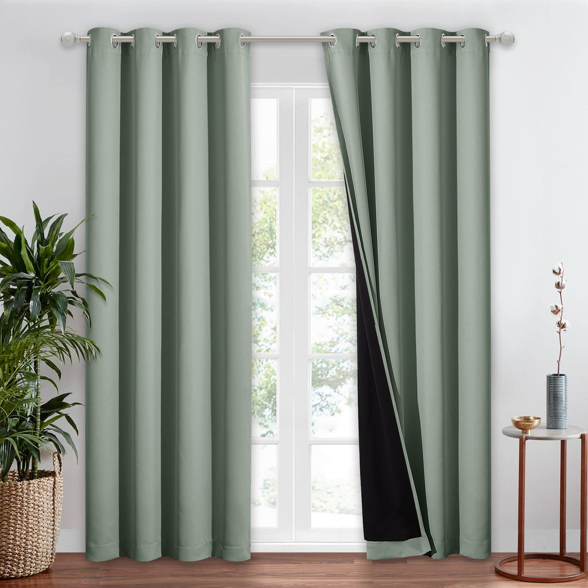 NICETOWN 100% Blackout Curtain 54 inches Long, Double-Deck Completely Blackout Window Treatment Thermal Insulated Lined Drape for Small Window (White, 1 PC, 52 inches Width Each Panel)