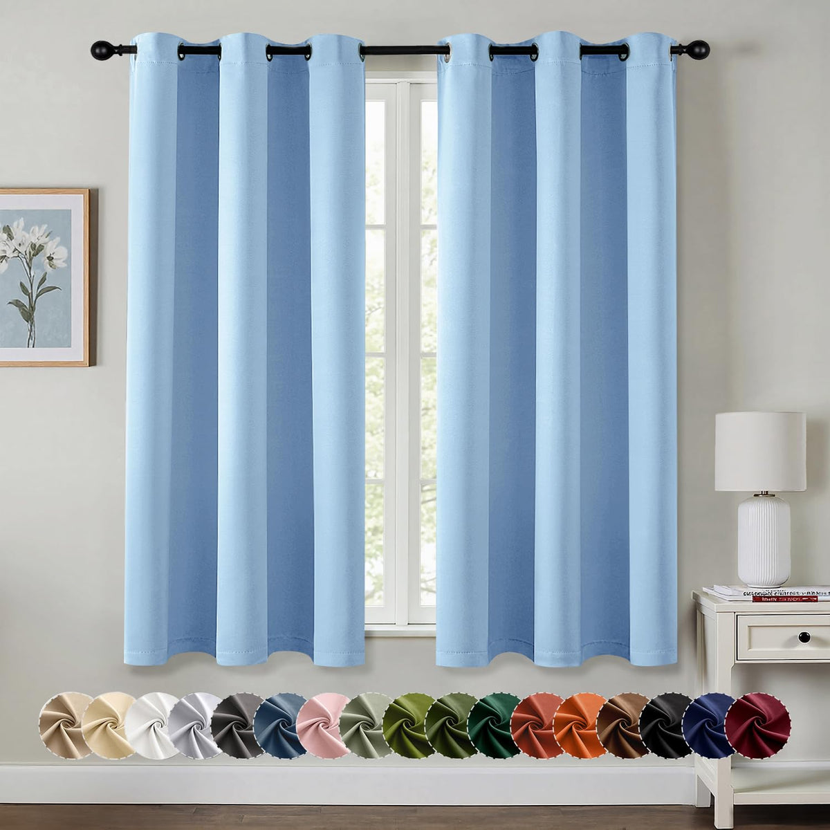 MIULEE Blackout Curtains for Bedroom 2 Panels 40 x 84 Inch Long Black