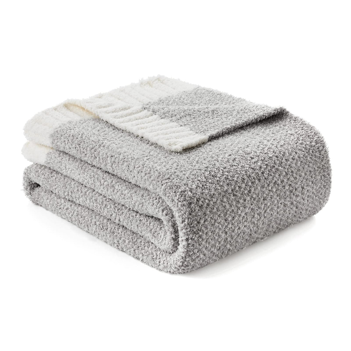 Snuggle Sac Buttery Ivory Throw Blanket for Couch, Reversible Super Soft Knitted Blankets, Warm Cozy Knit Fuzzy Plush Lightweight Throws Dupes for Sofa, Bed, Picnic, Ivory, 50 x 60 inches