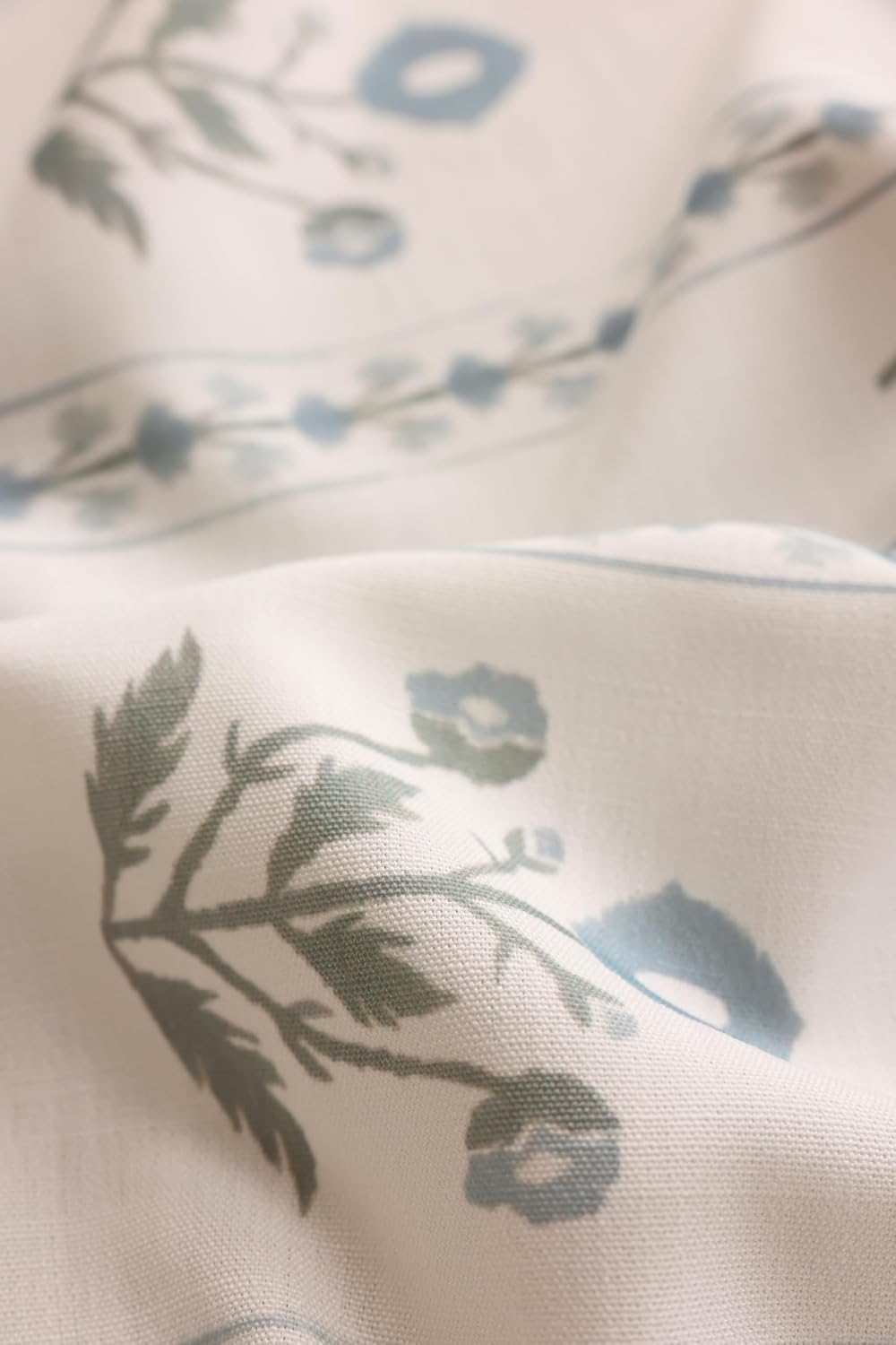 DrapePalette - Linen Blend Pinch Pleated Curtains 108 Inches Long for Living Room, Bedroom, Dining Room, Light Filtering Curtains 2 Panels Set, Modern Floral Printed Design, Antique White 30"W x 108"L