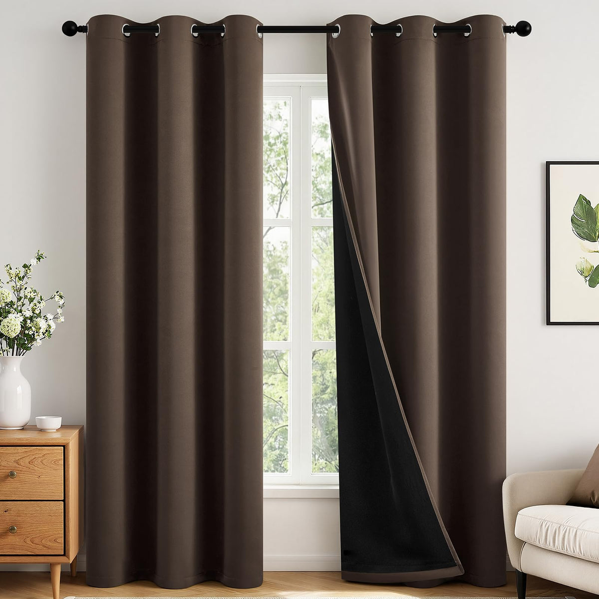 MIULEE Cream 100% Blackout Curtains for Bedroom 40x63 Inch Long