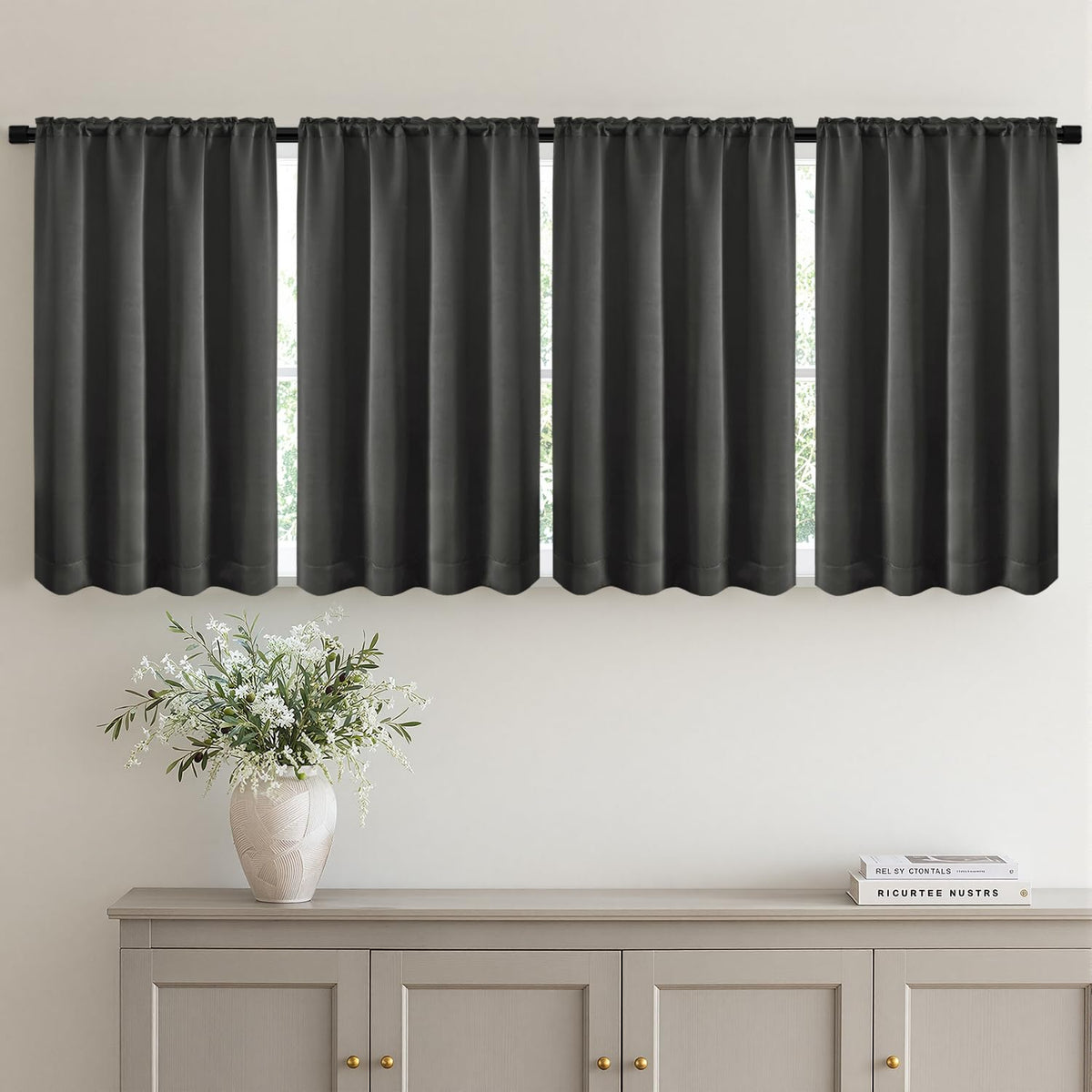 MIULEE Sage Green Blackout Curtains 63 Inch Length for Bedroom 4 Panels