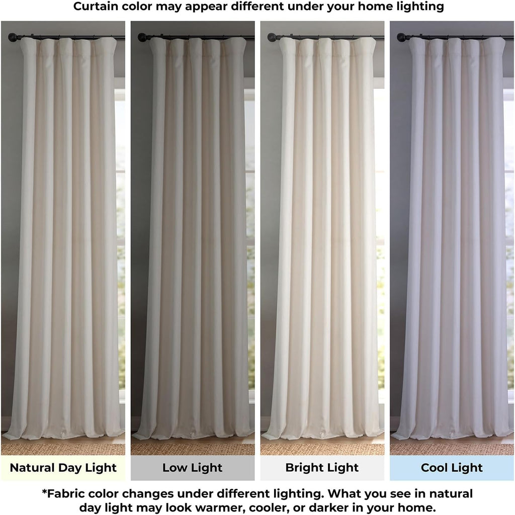 Faux Linen Curtains for Living Room (1 Panel) - 50W X 96L, Birch Taupe