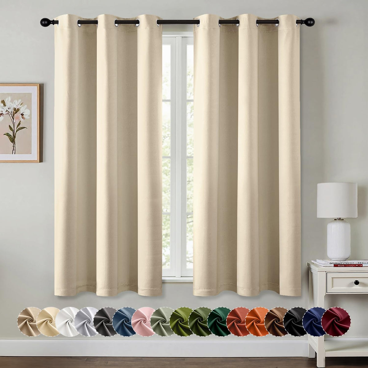MIULEE Blackout Curtains for Bedroom 2 Panels 40 x 84 Inch Long Black