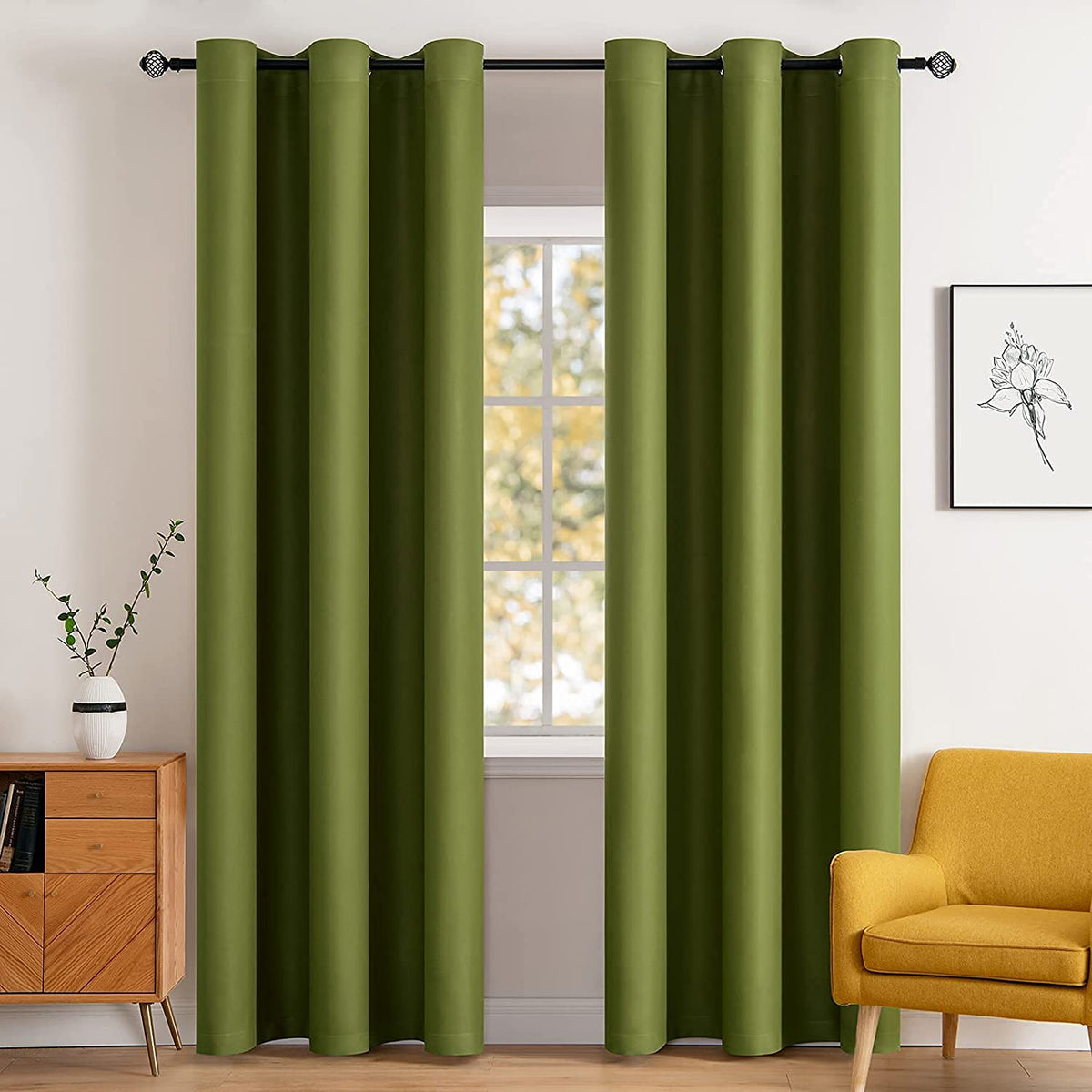 MIULEE Beige Blackout Bedroom Curtains Drapes 84 Inch Long 52"x84"