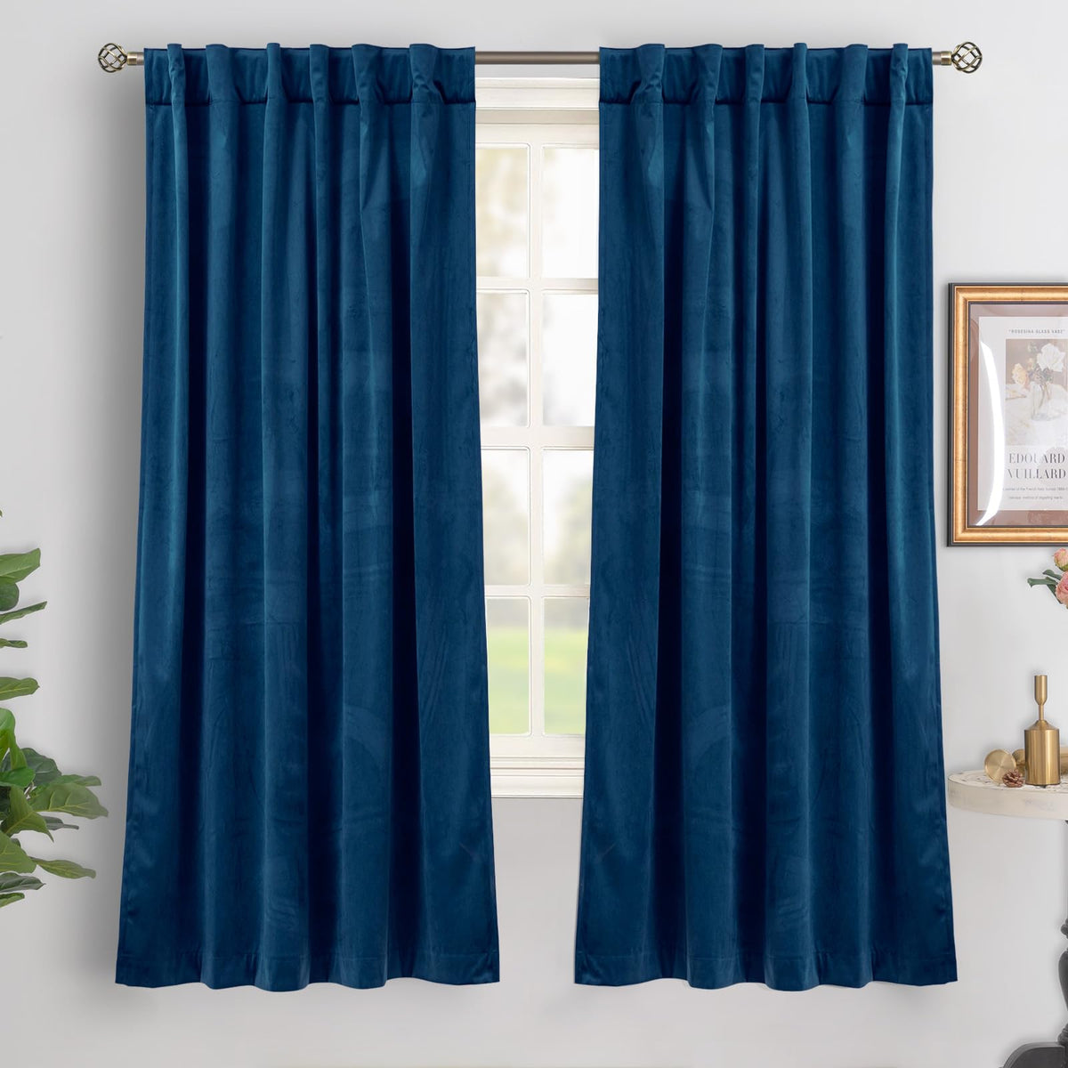 BGment Christmas Red Velvet Curtains 96 Inches for Living Room, Thermal Room Darkening Curtains Sound Reduce Drapes with Back Tab and Rod Pocket for French Door, 2 Panels, 52 x 96 Inch