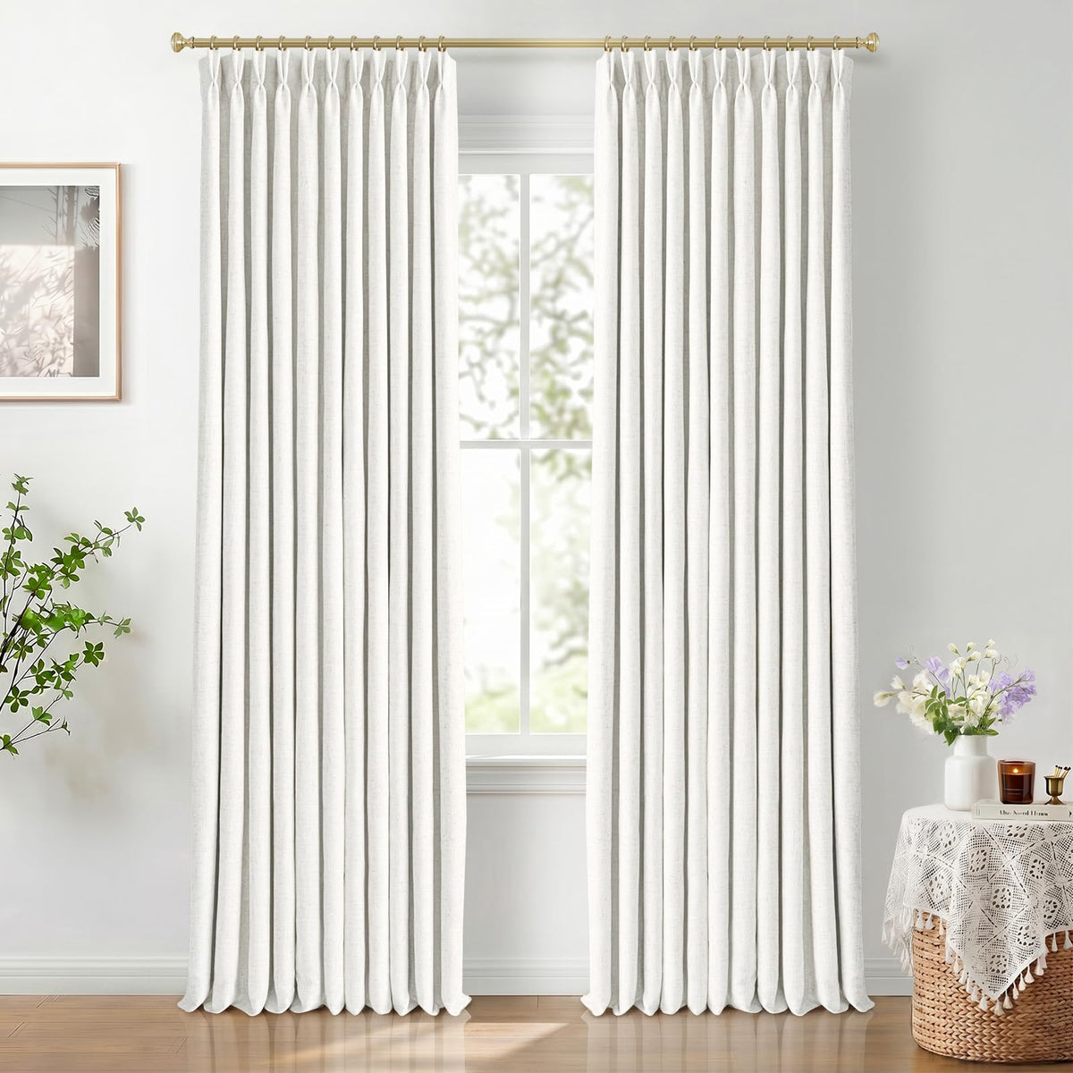 CAPALOCA Extra 70 Inch Wide Linen 100% Blackout Curtains 84 Inch Long