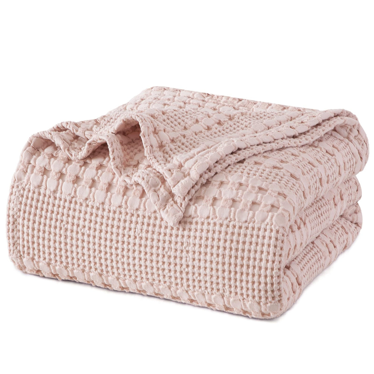 PHF Lightweight 100% Cotton Waffle Throw Blanket for Couch, Light Taupe