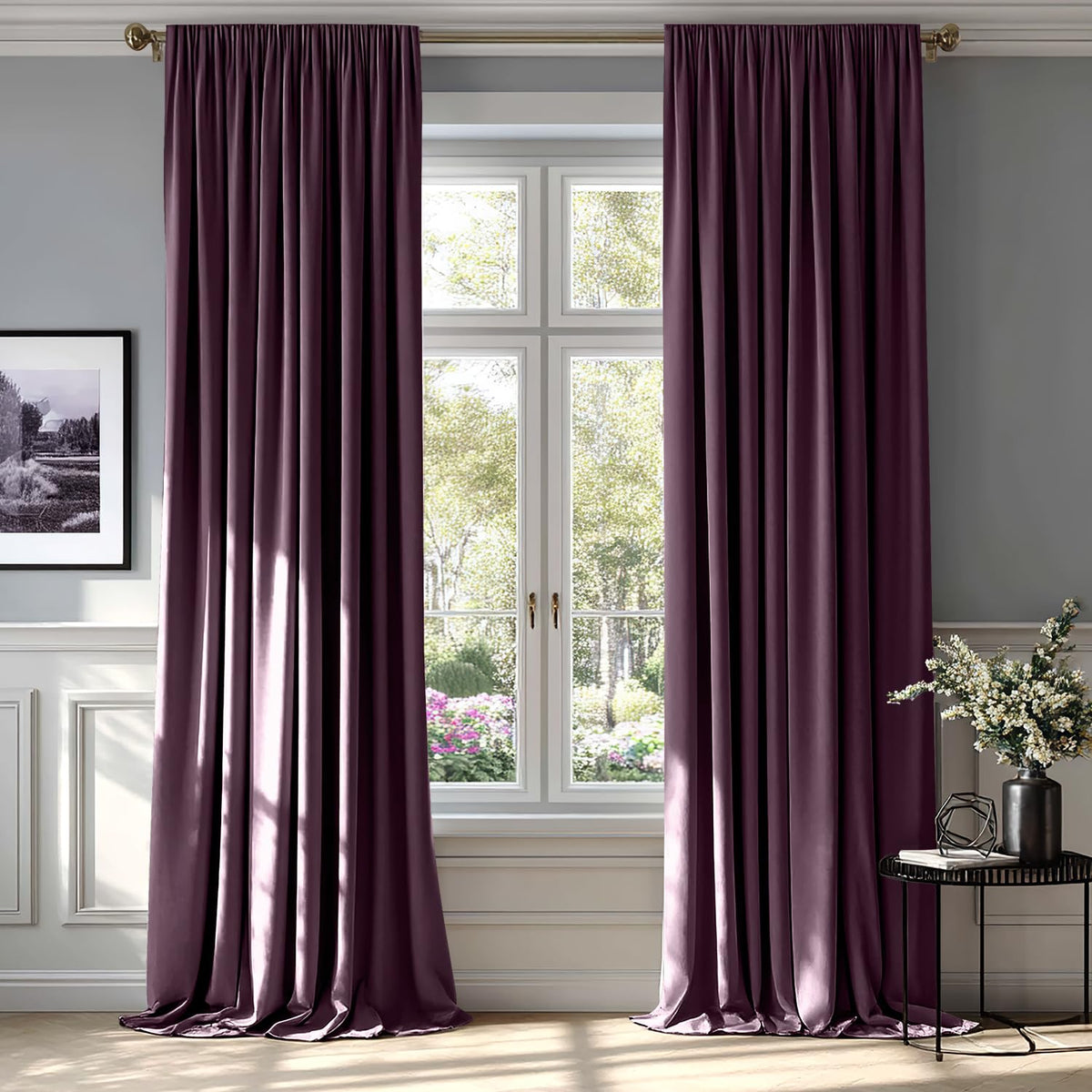 MIULEE Dusty Rose Pink Velvet Room Darkening Curtains for Bedroom W52 x L84