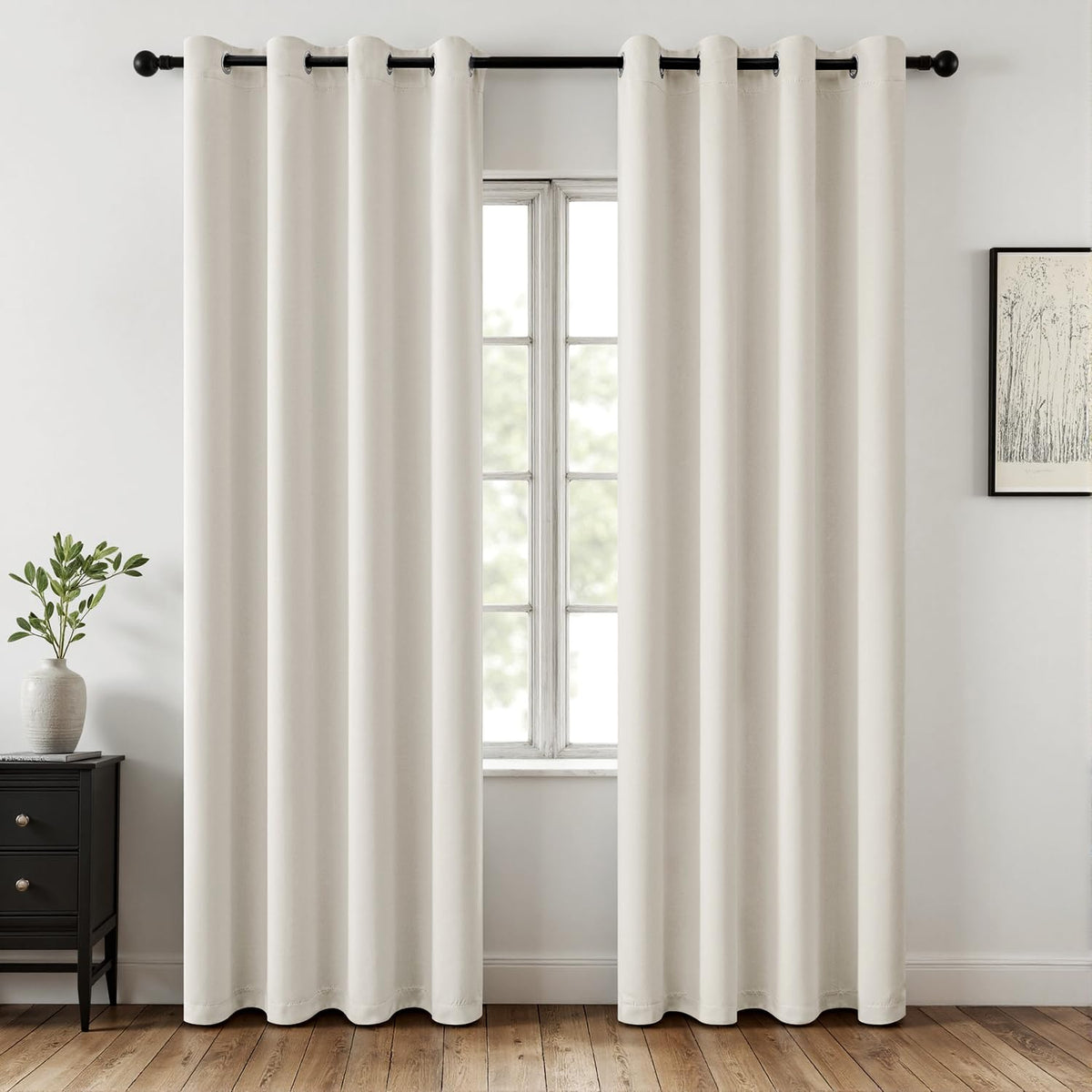MIULEE Beige Blackout Bedroom Curtains Drapes 84 Inch Long 52"x84"