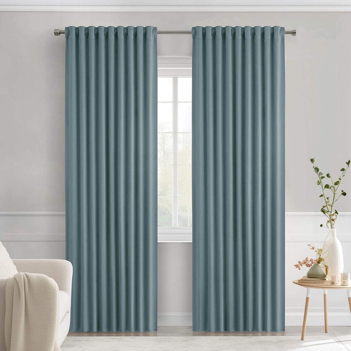 MIULEE 2 Panels Set Black Back Tab Blackout Curtains 52x96 Inch Long