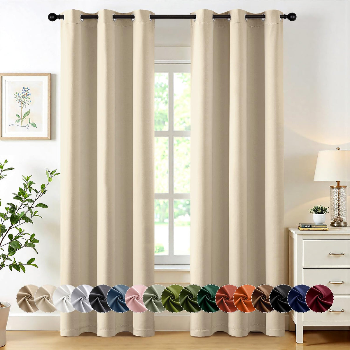 MIULEE Blackout Curtains for Bedroom 2 Panels 40 x 84 Inch Long Black