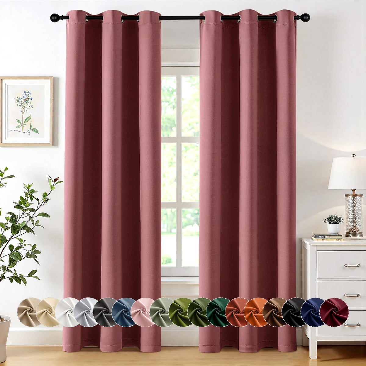 MIULEE Blackout Curtains for Bedroom 2 Panels 40 x 84 Inch Long Black
