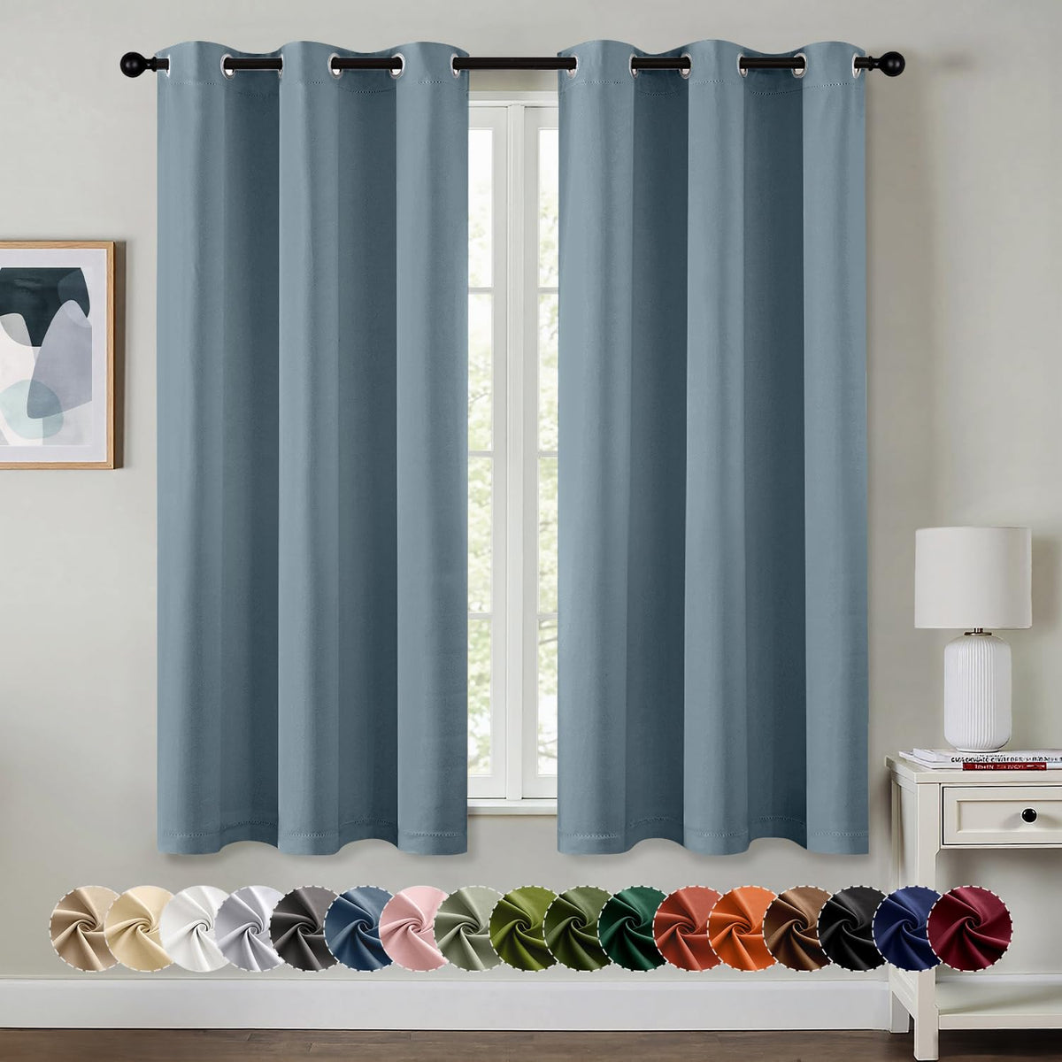 MIULEE Blackout Curtains for Bedroom 2 Panels 40 x 84 Inch Long Black