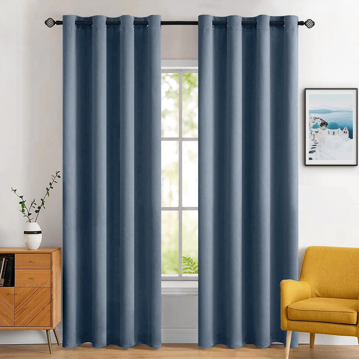 MIULEE Beige Blackout Bedroom Curtains Drapes 84 Inch Long 52"x84"