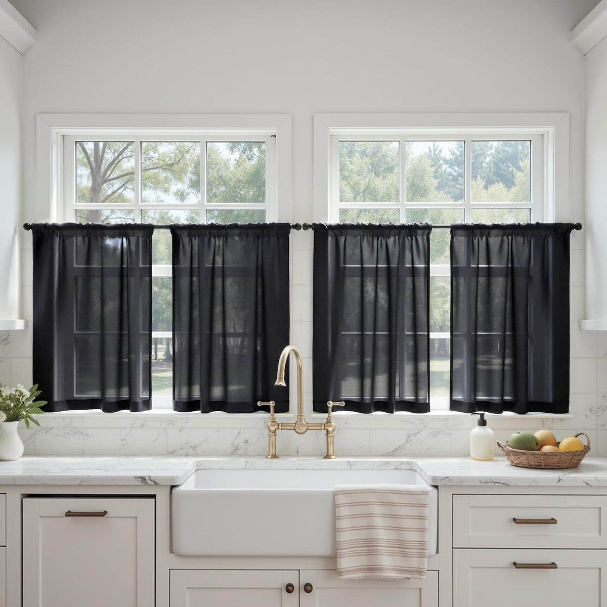 MIULEE Beige Sheer Curtains 84 Inches Long 4 Panels 42 x 84 Inches