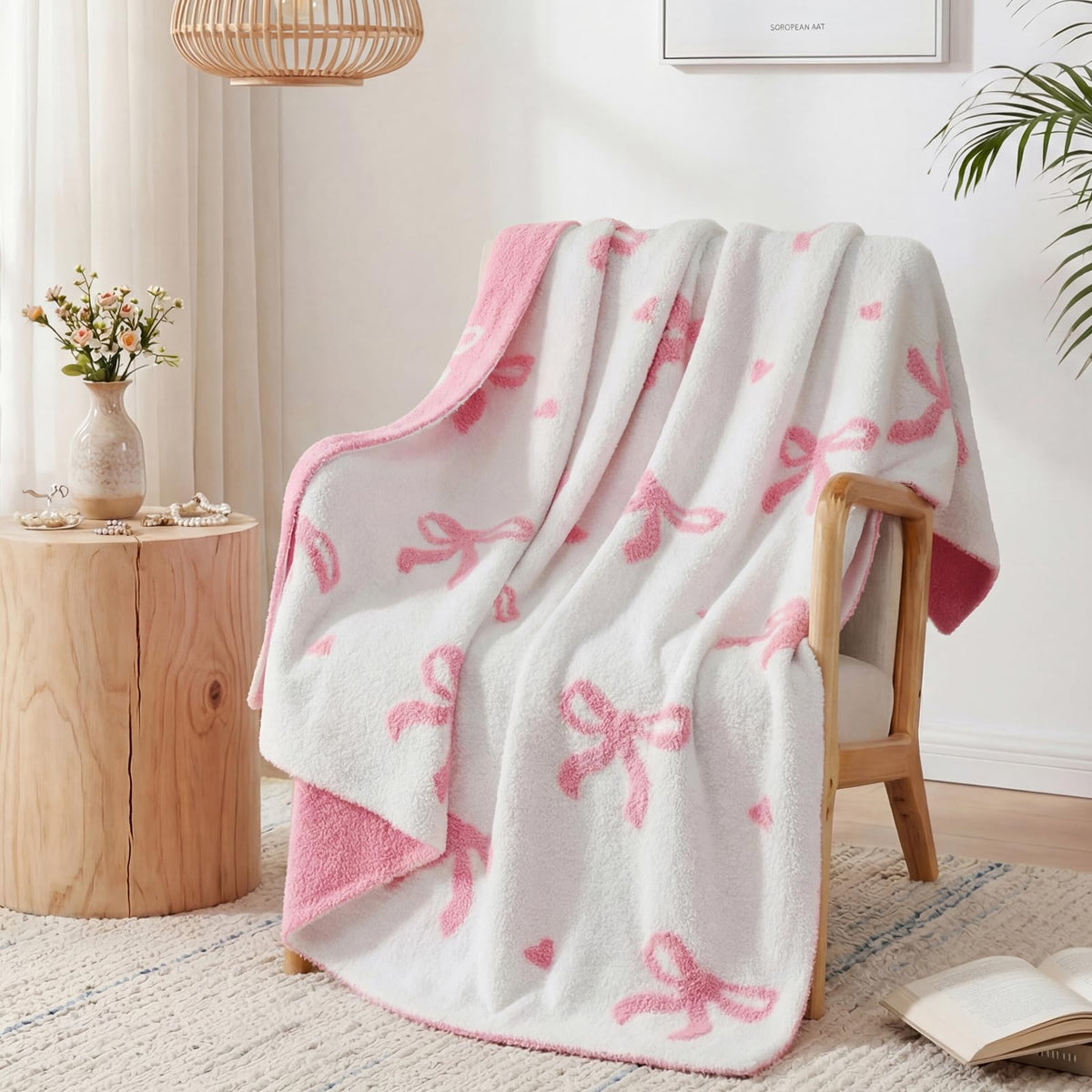 WRENSONGE Soft Checkered Throw Blanket for Couch-Cozy Warm Knitted Blankets