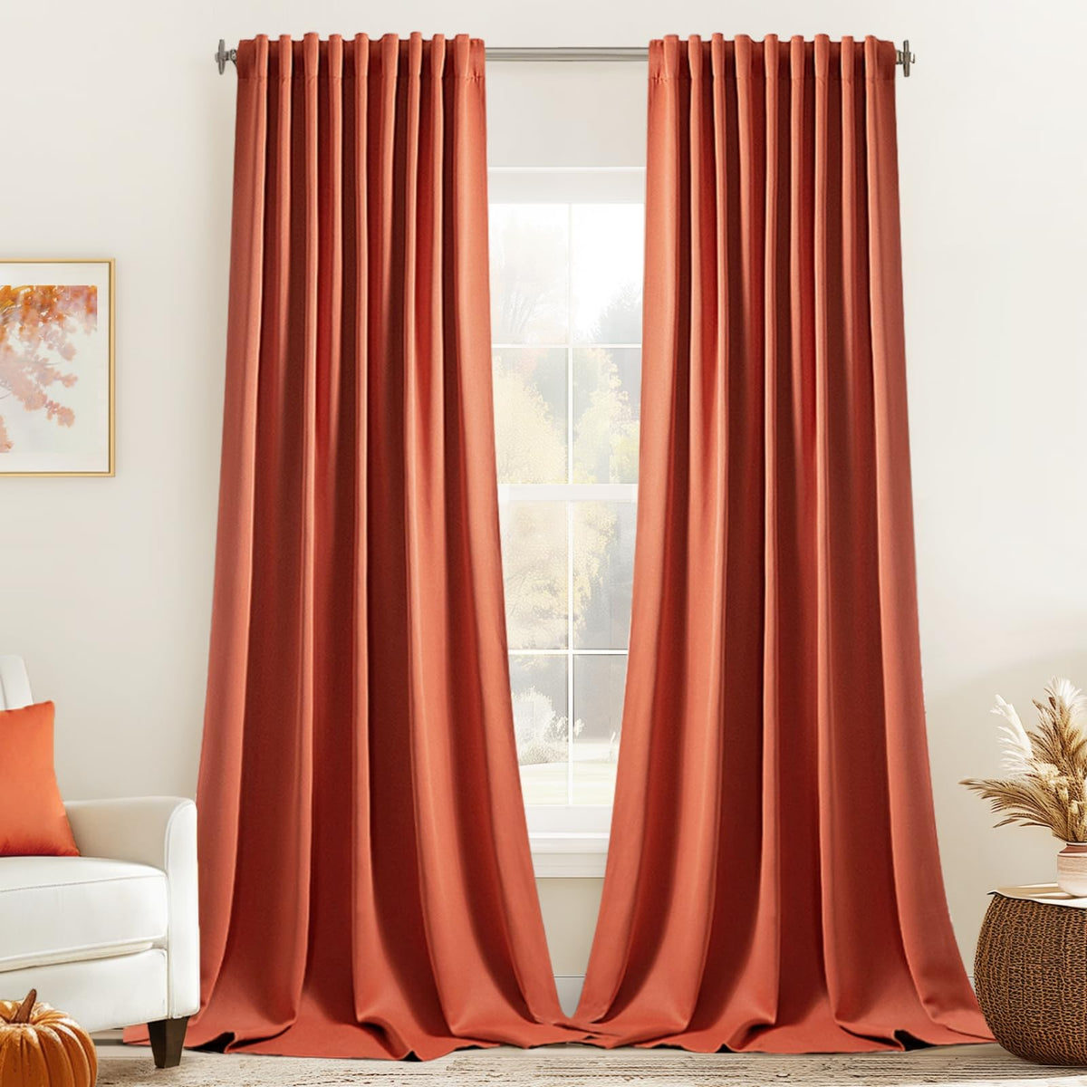 MIULEE 2 Panels Set Black Back Tab Blackout Curtains 52x96 Inch Long