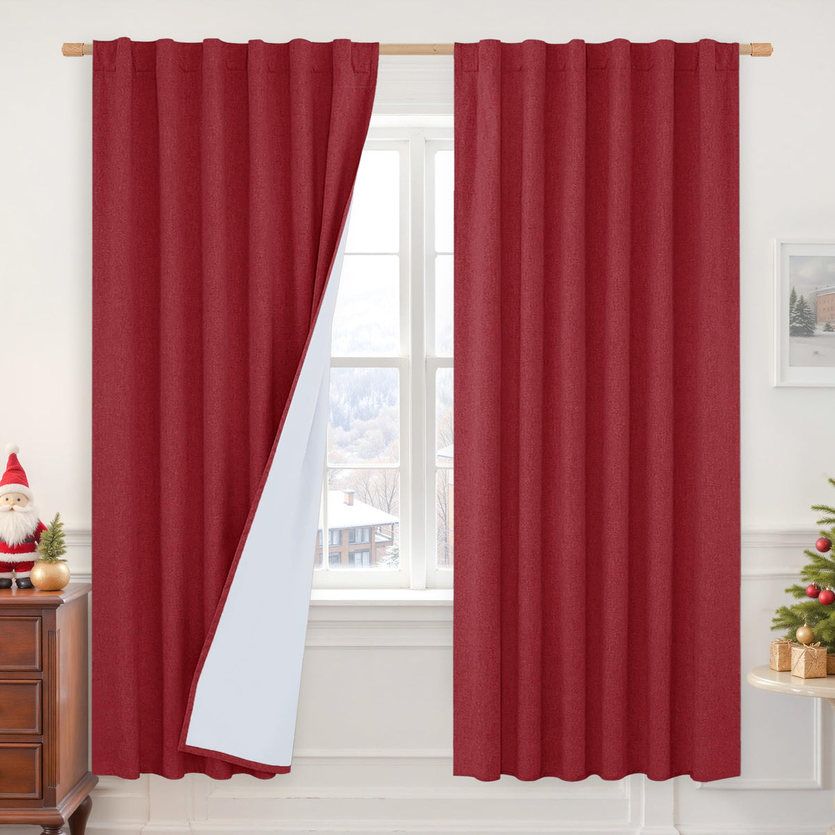 LAMIT 100% Blackout Short Linen Curtains for Cafe 40 Inch Length, Ivory