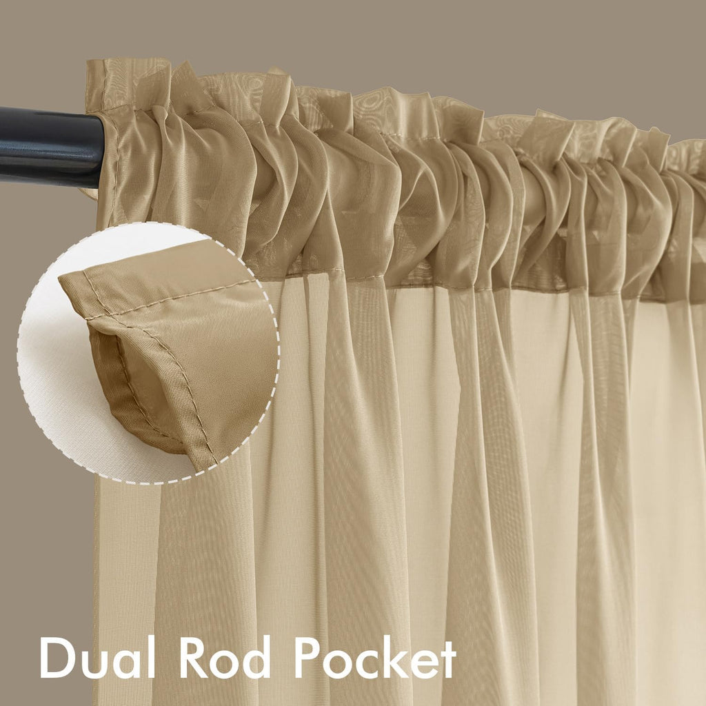 MIULEE Beige Sheer Curtains 84 Inches Long 4 Panels 42 x 84 Inches