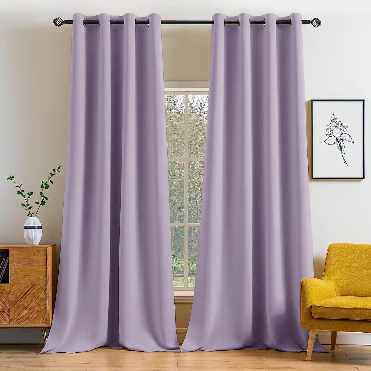 MIULEE Beige Blackout Bedroom Curtains Drapes 84 Inch Long 52"x84"