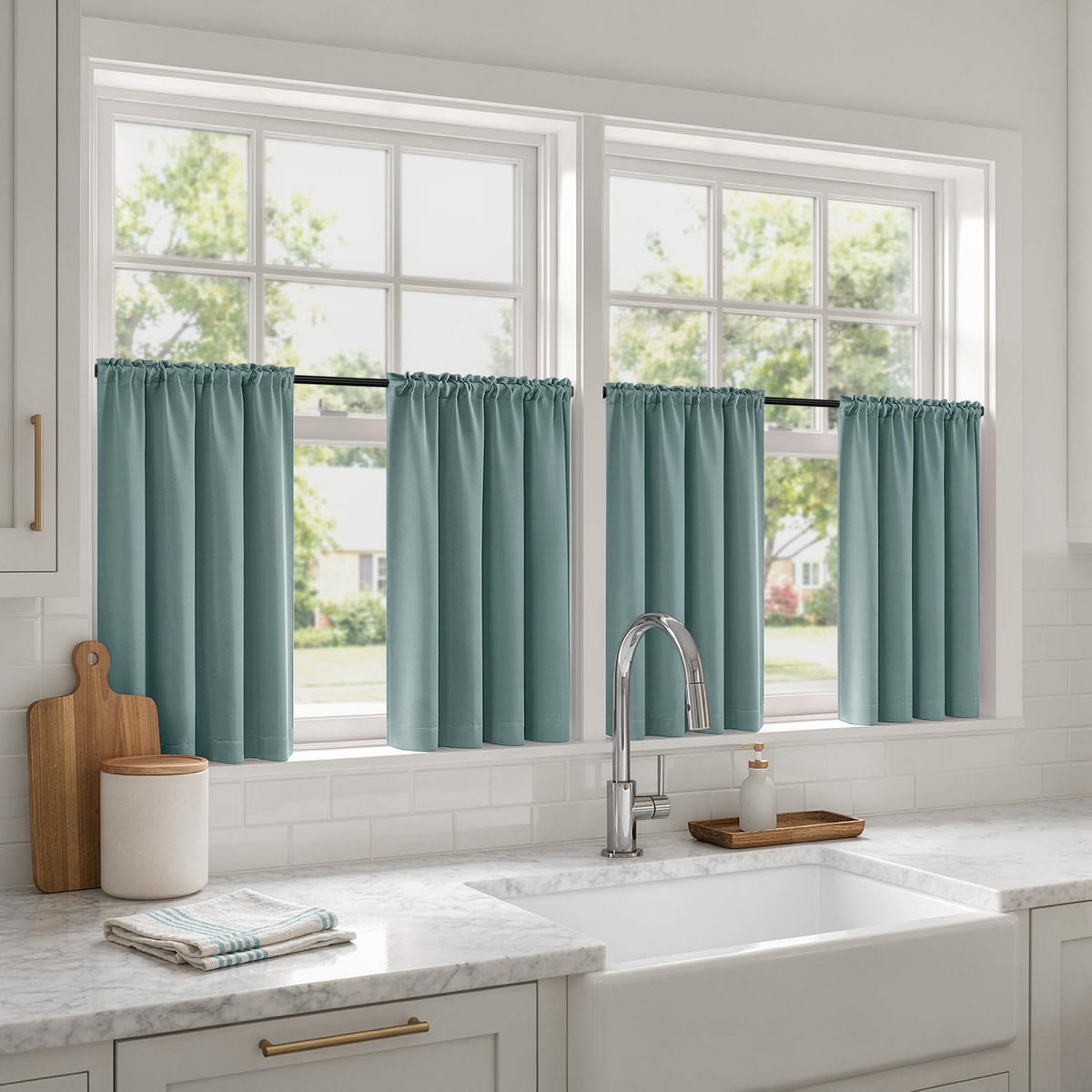 MIULEE Sage Green Blackout Curtains 63 Inch Length for Bedroom 4 Panels