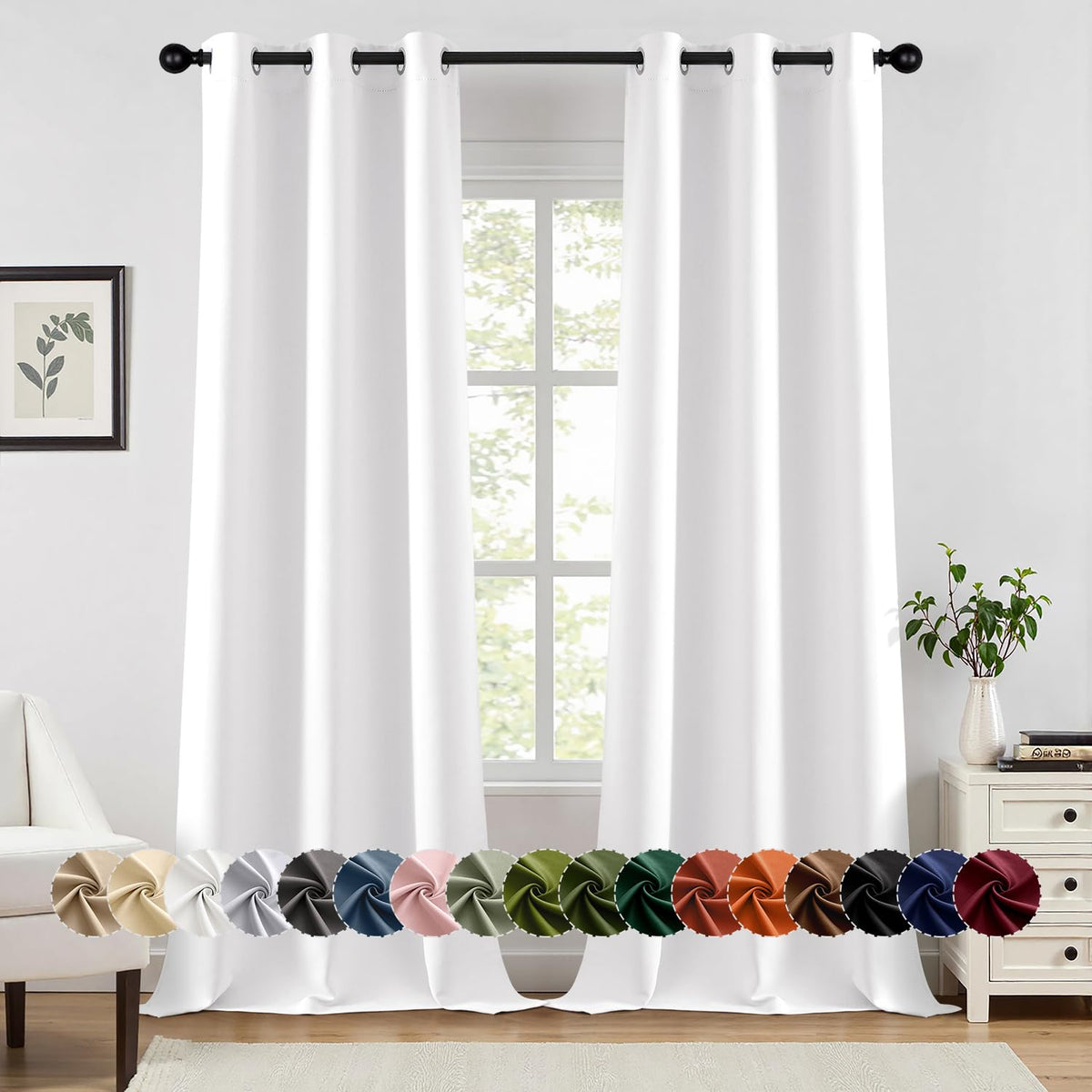 MIULEE Blackout Curtains for Bedroom 2 Panels 40 x 84 Inch Long Black