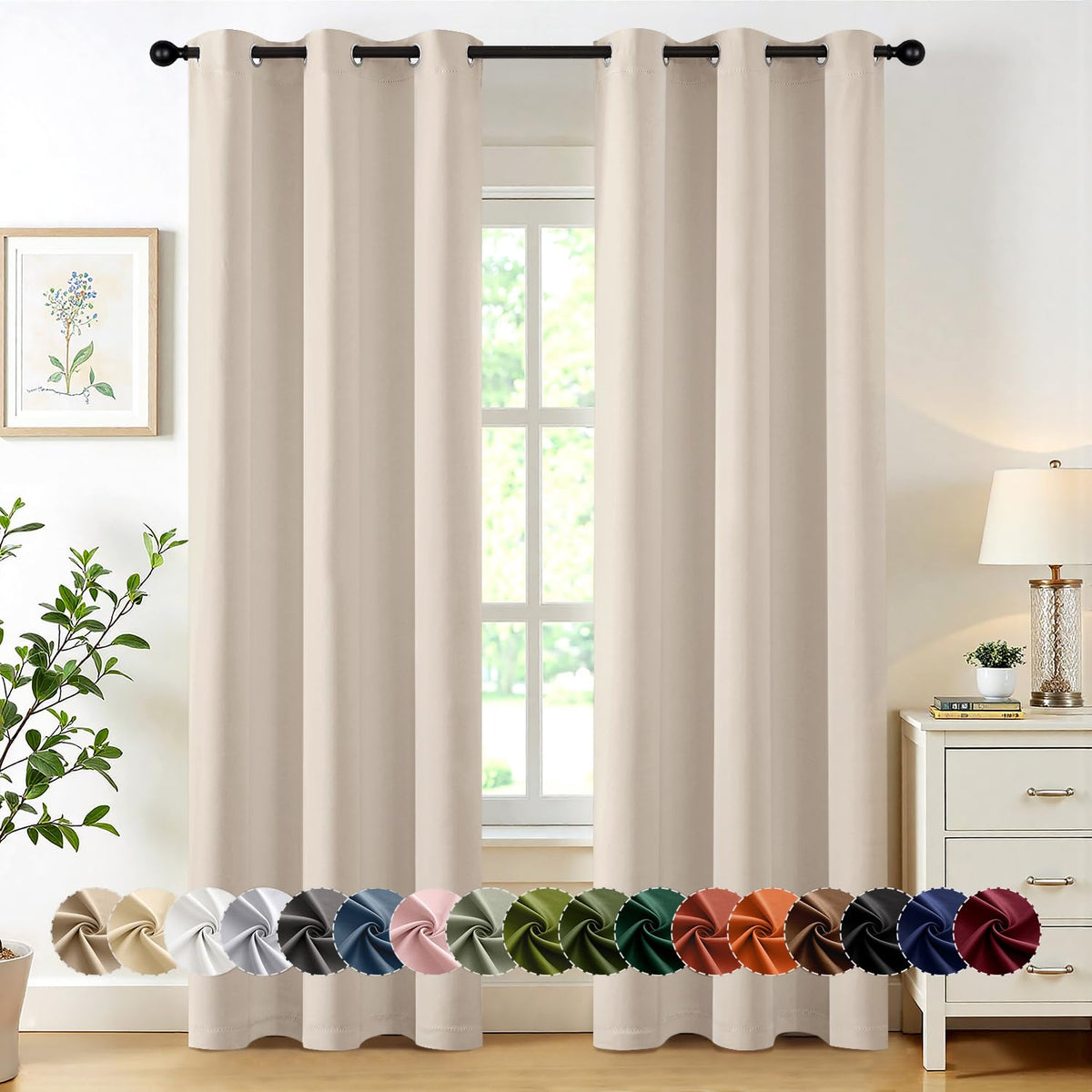 MIULEE Blackout Curtains for Bedroom 2 Panels 40 x 84 Inch Long Black