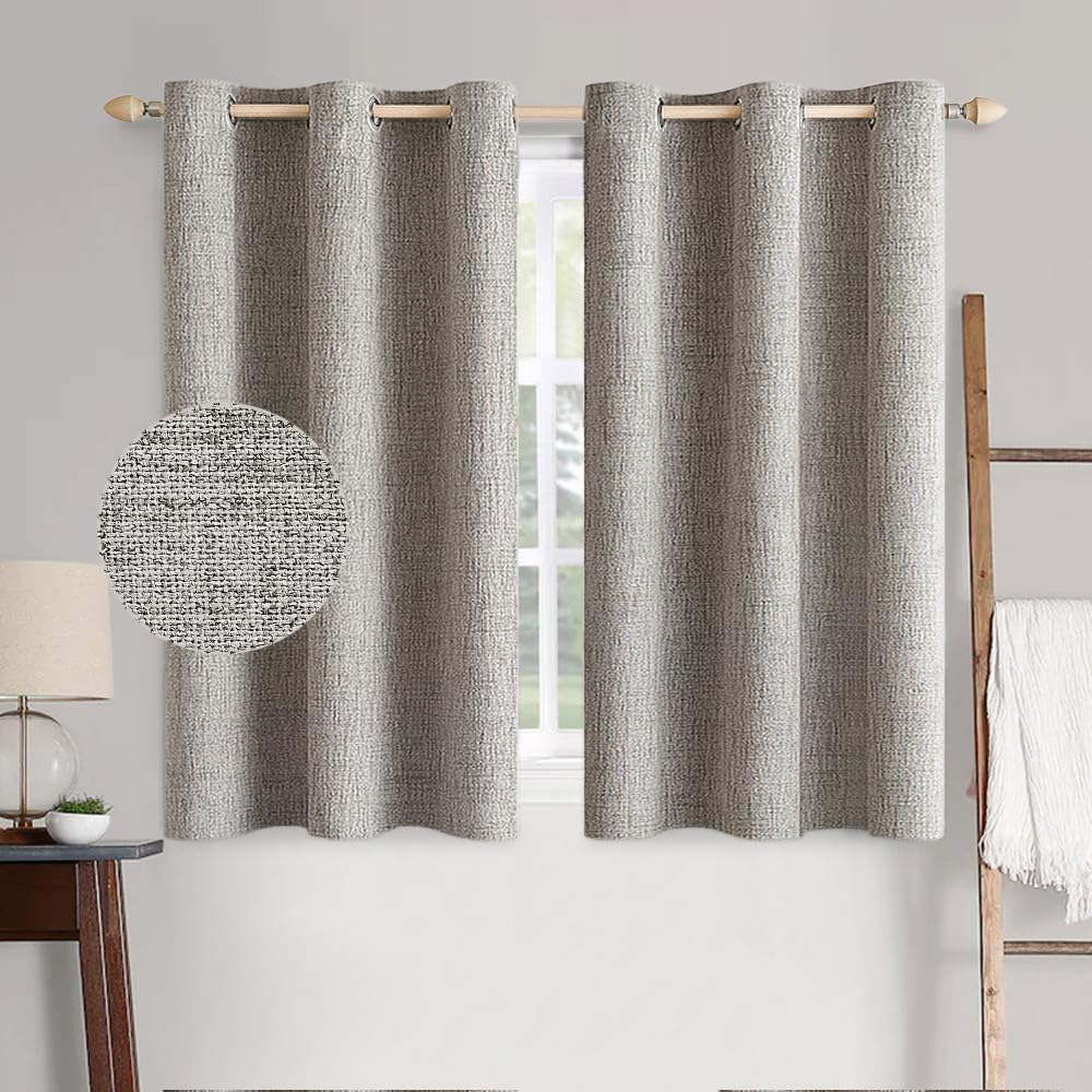 MIULEE 100% Blackout Linen Curtains for Bedroom 52x84 Inches Dusty Blue