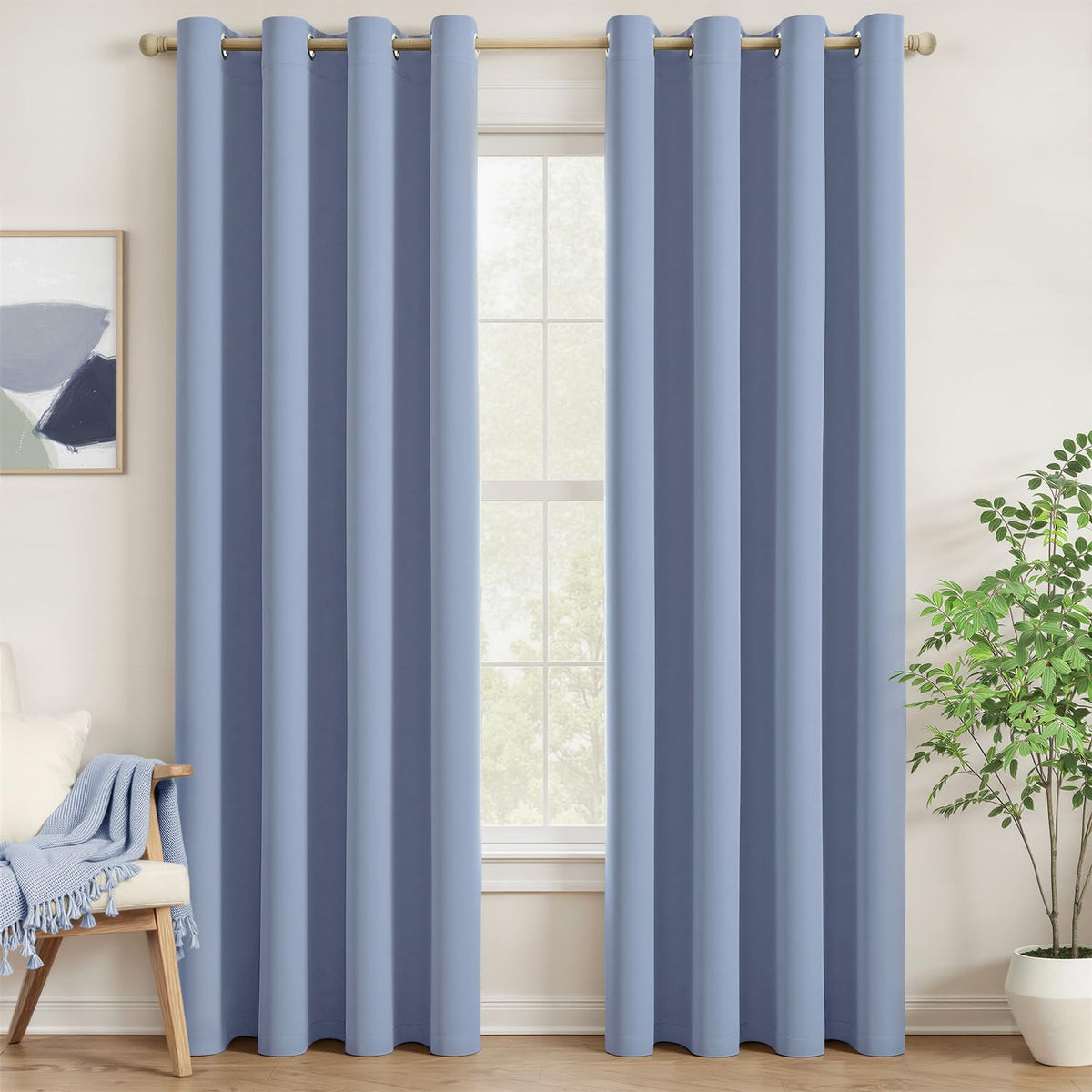 MIULEE Beige Blackout Bedroom Curtains Drapes 84 Inch Long 52"x84"