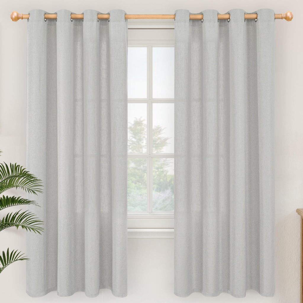 YoungsTex Linen Semi Sheer Curtains 63 Inch Length, Light Filtering Drapes