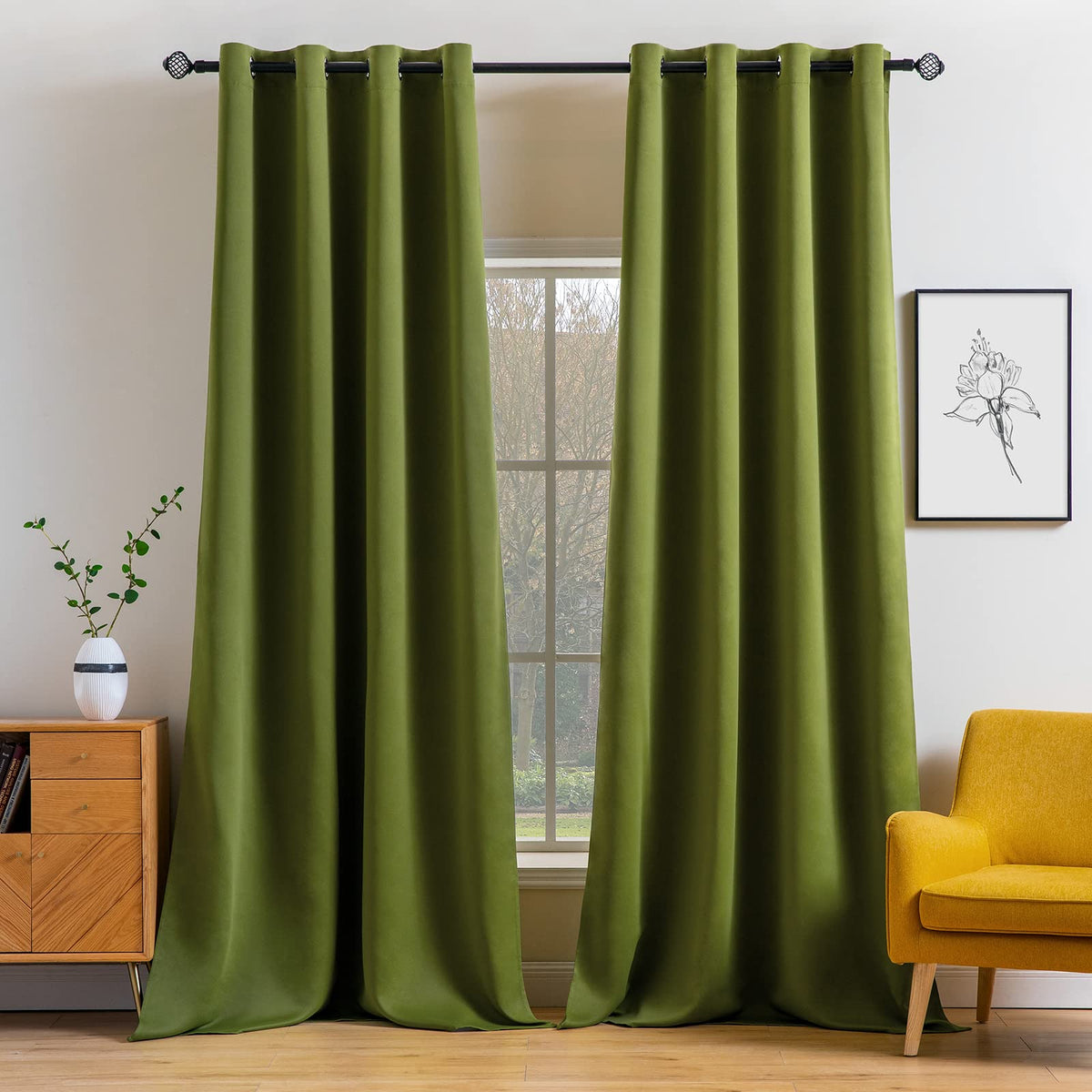 MIULEE Beige Blackout Bedroom Curtains Drapes 84 Inch Long 52"x84"