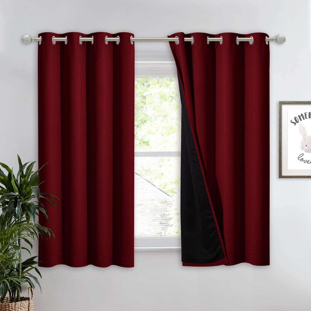 NICETOWN 100% Blackout Curtain 54 inches Long, Double-Deck Completely Blackout Window Treatment Thermal Insulated Lined Drape for Small Window (White, 1 PC, 52 inches Width Each Panel)