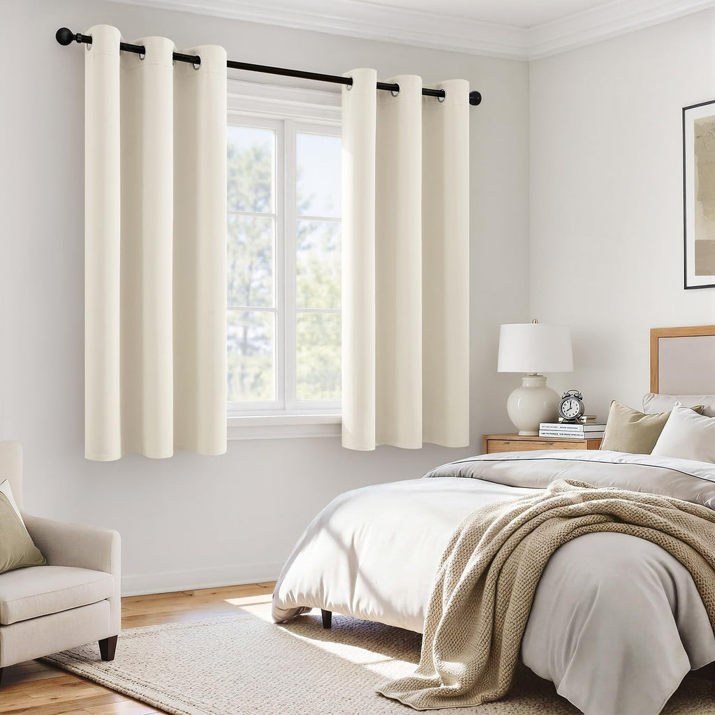 MIULEE Cream 100% Blackout Curtains for Bedroom 40x63 Inch Long