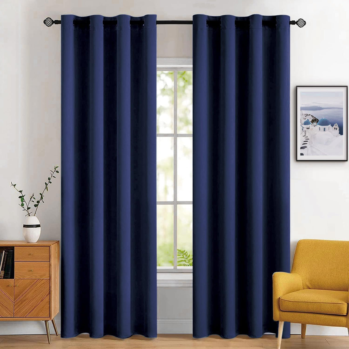 MIULEE Beige Blackout Bedroom Curtains Drapes 84 Inch Long 52"x84"
