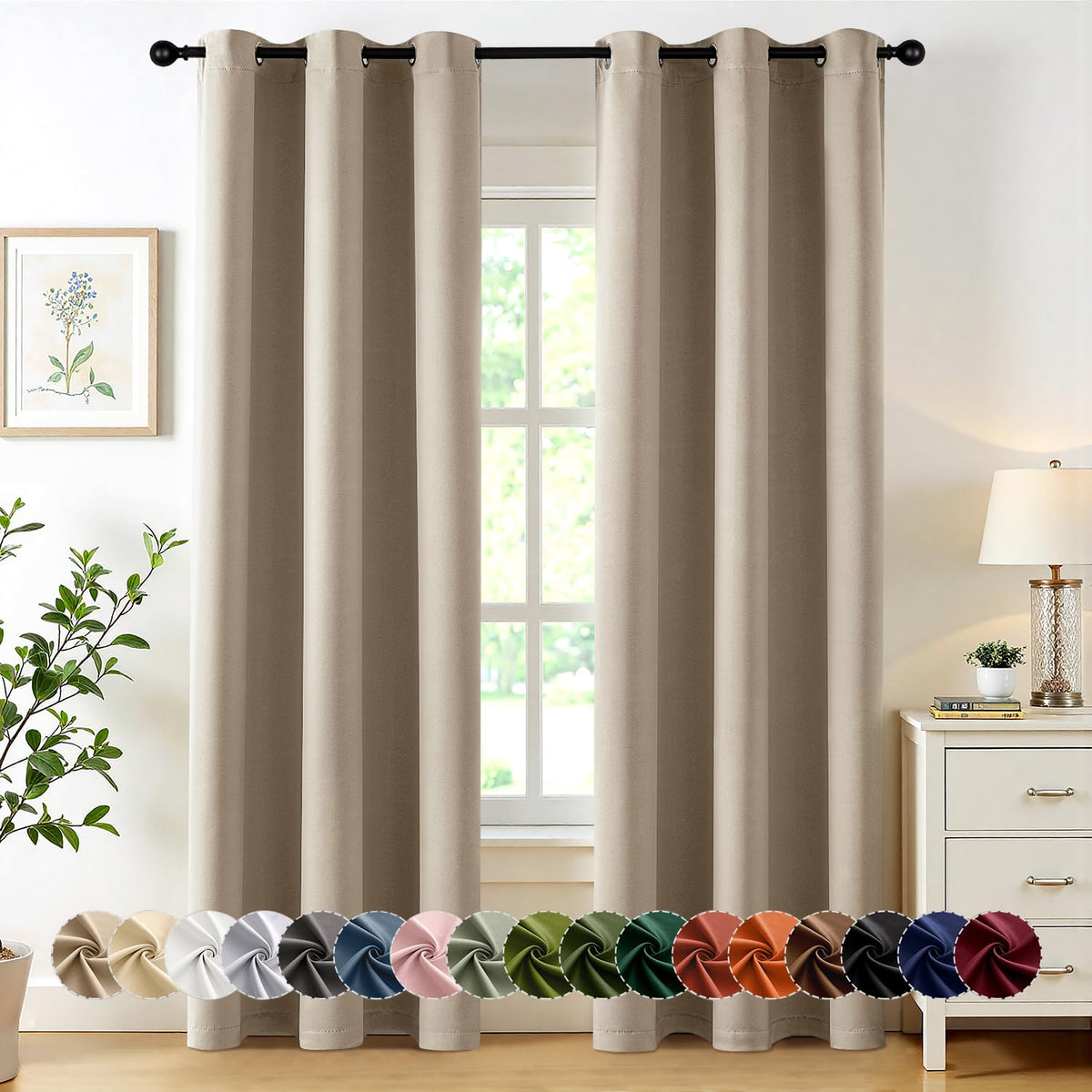 MIULEE Blackout Curtains for Bedroom 2 Panels 40 x 84 Inch Long Black