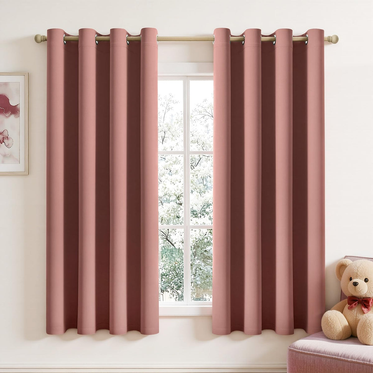 MIULEE Beige Blackout Bedroom Curtains Drapes 84 Inch Long 52"x84"