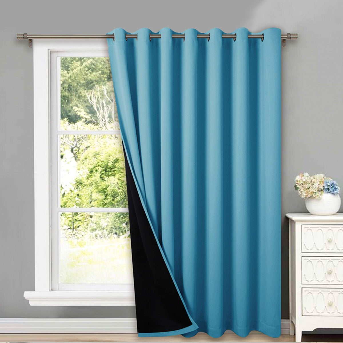 NICETOWN 100% Blackout Curtain 54 inches Long, Double-Deck Completely Blackout Window Treatment Thermal Insulated Lined Drape for Small Window (White, 1 PC, 52 inches Width Each Panel)