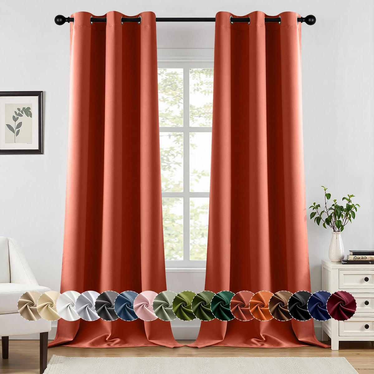 MIULEE Blackout Curtains for Bedroom 2 Panels 40 x 84 Inch Long Black