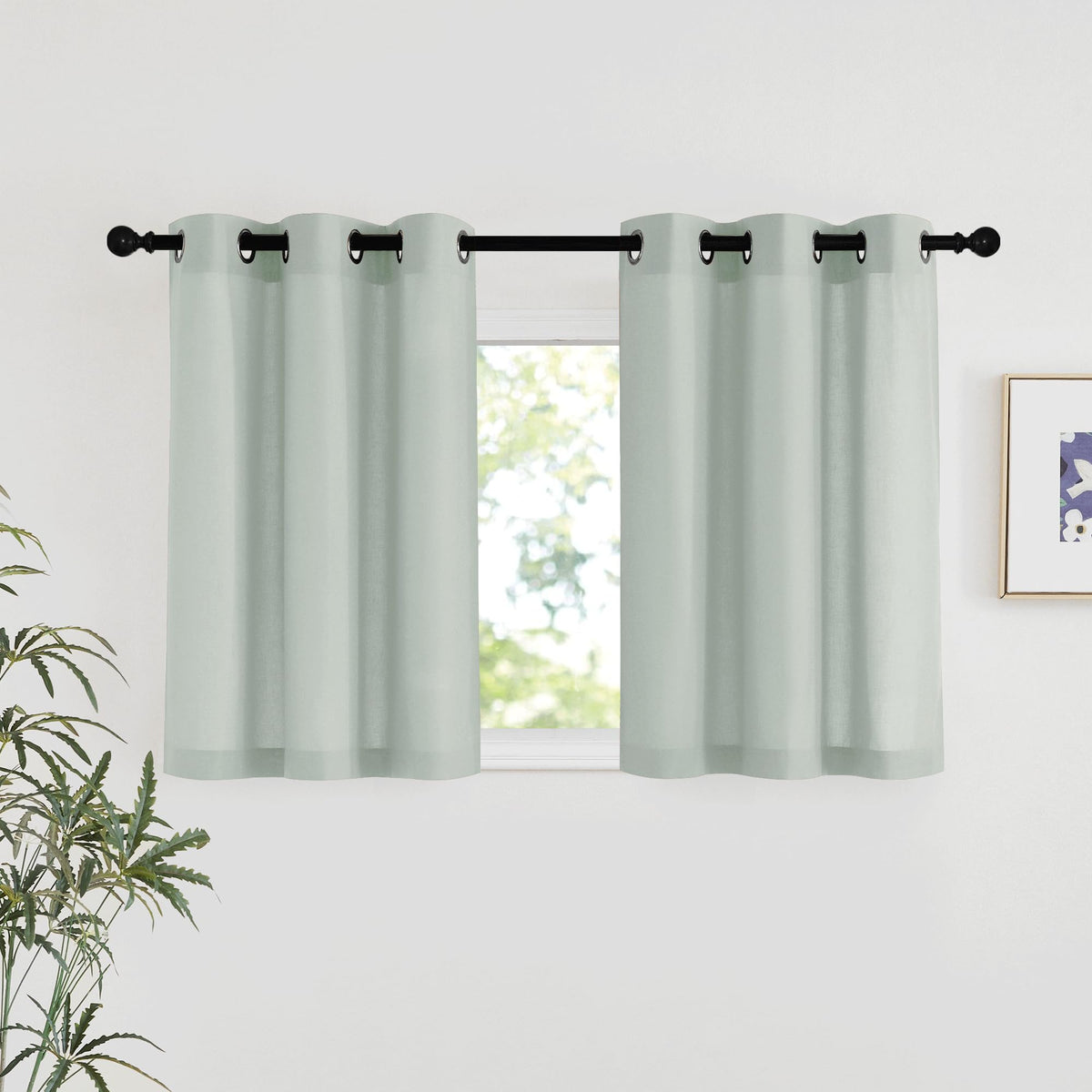NICETOWN Natural Linen Curtains 84 inch Long 2 Panels Set, Grommet Top Thick Linen Burlap Semi Sheer Vertical Drapes Privacy Assured with Light Filtering for Bedroom/Living Room, W55 x L84