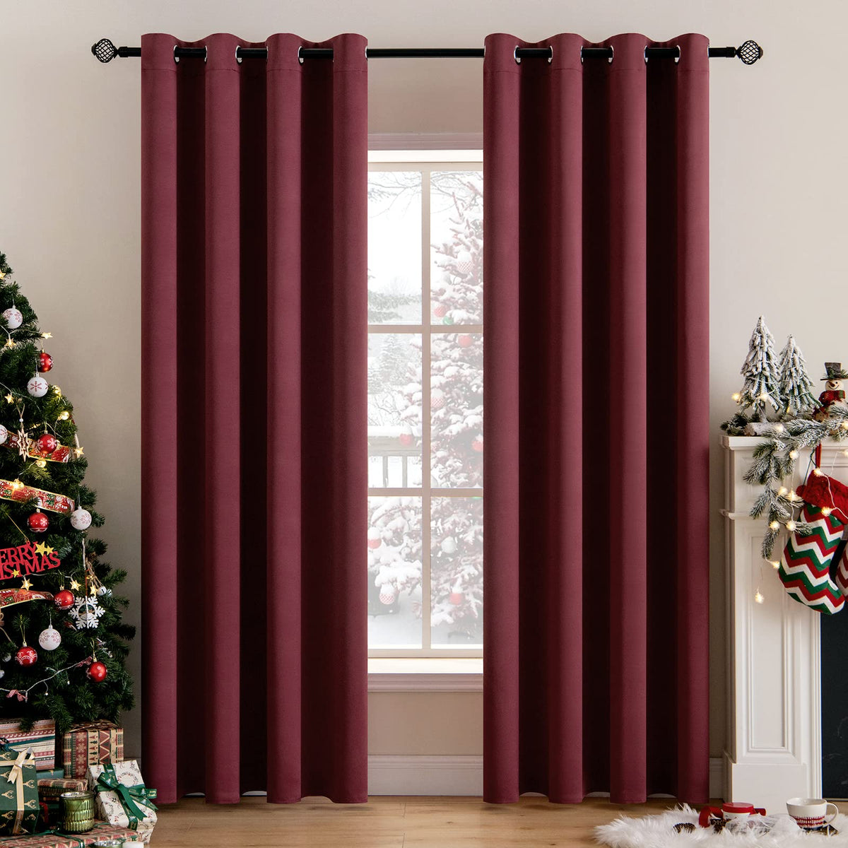 MIULEE Beige Blackout Bedroom Curtains Drapes 84 Inch Long 52"x84"