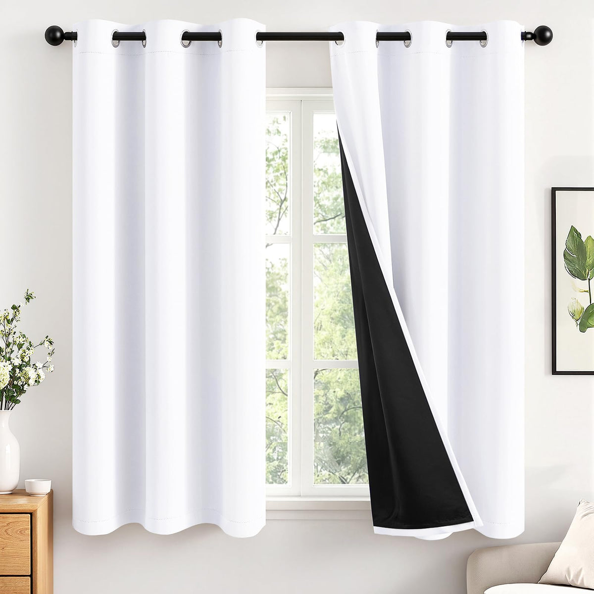 MIULEE Cream 100% Blackout Curtains for Bedroom 40x63 Inch Long