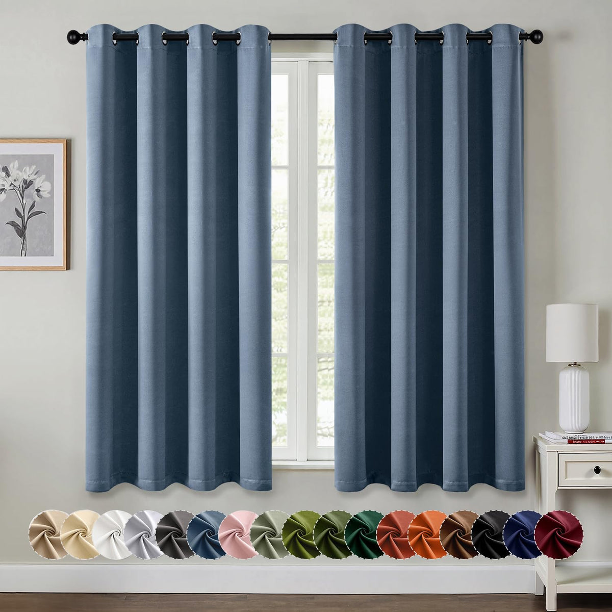 MIULEE Blackout Curtains for Bedroom 2 Panels 40 x 84 Inch Long Black