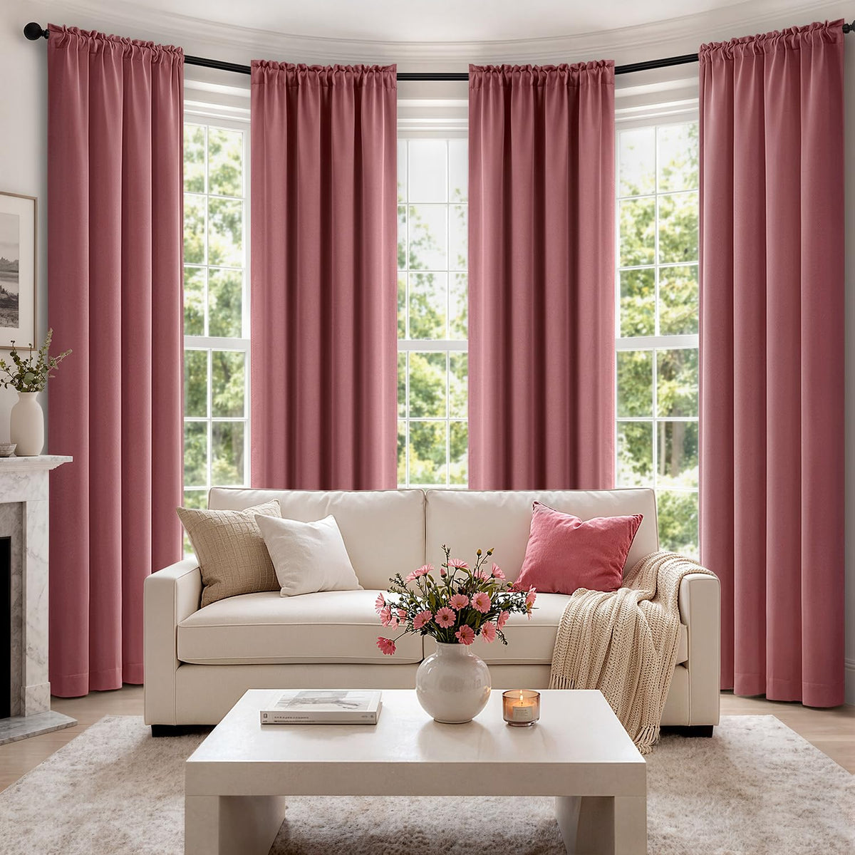 MIULEE Sage Green Blackout Curtains 63 Inch Length for Bedroom 4 Panels
