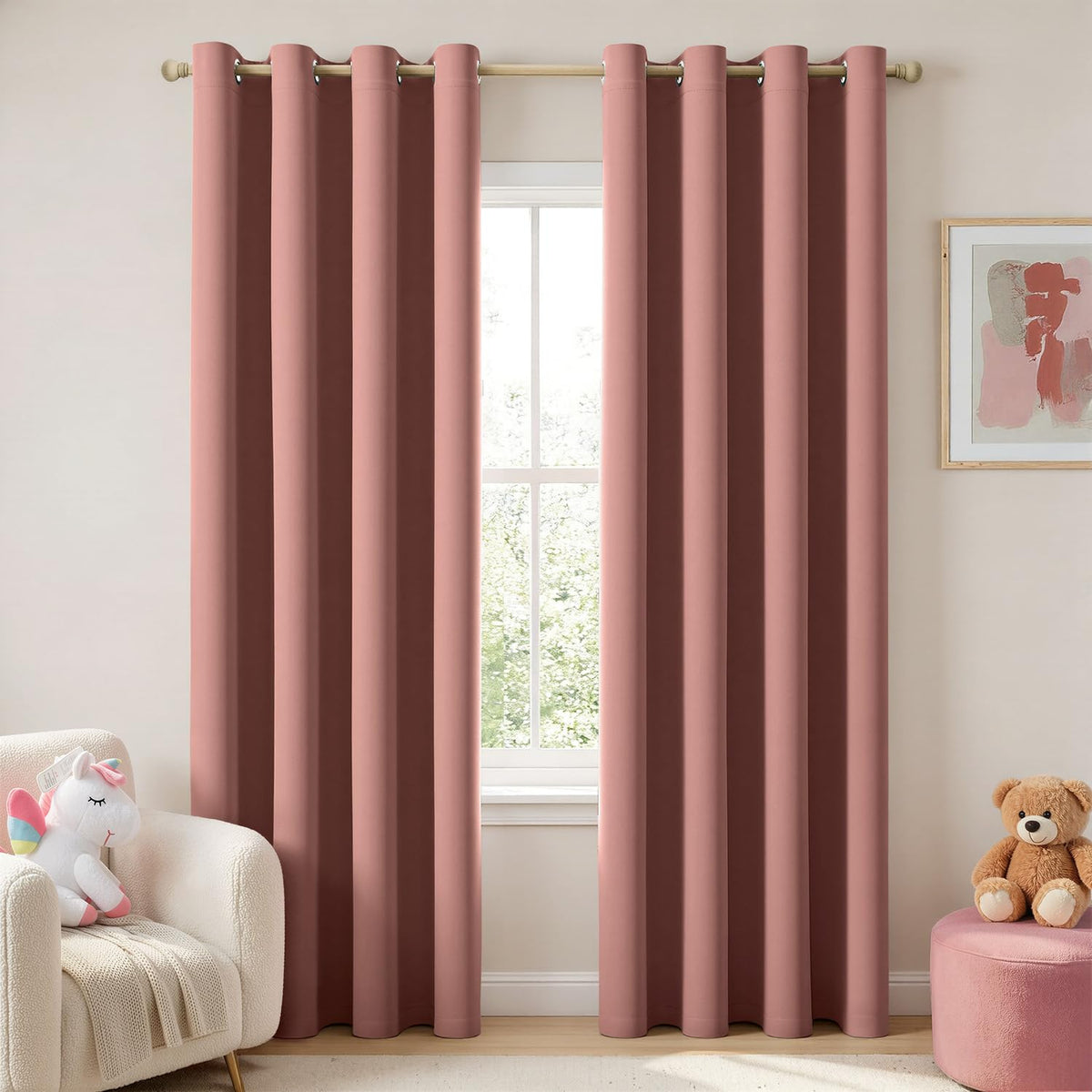 MIULEE Beige Blackout Bedroom Curtains Drapes 84 Inch Long 52"x84"