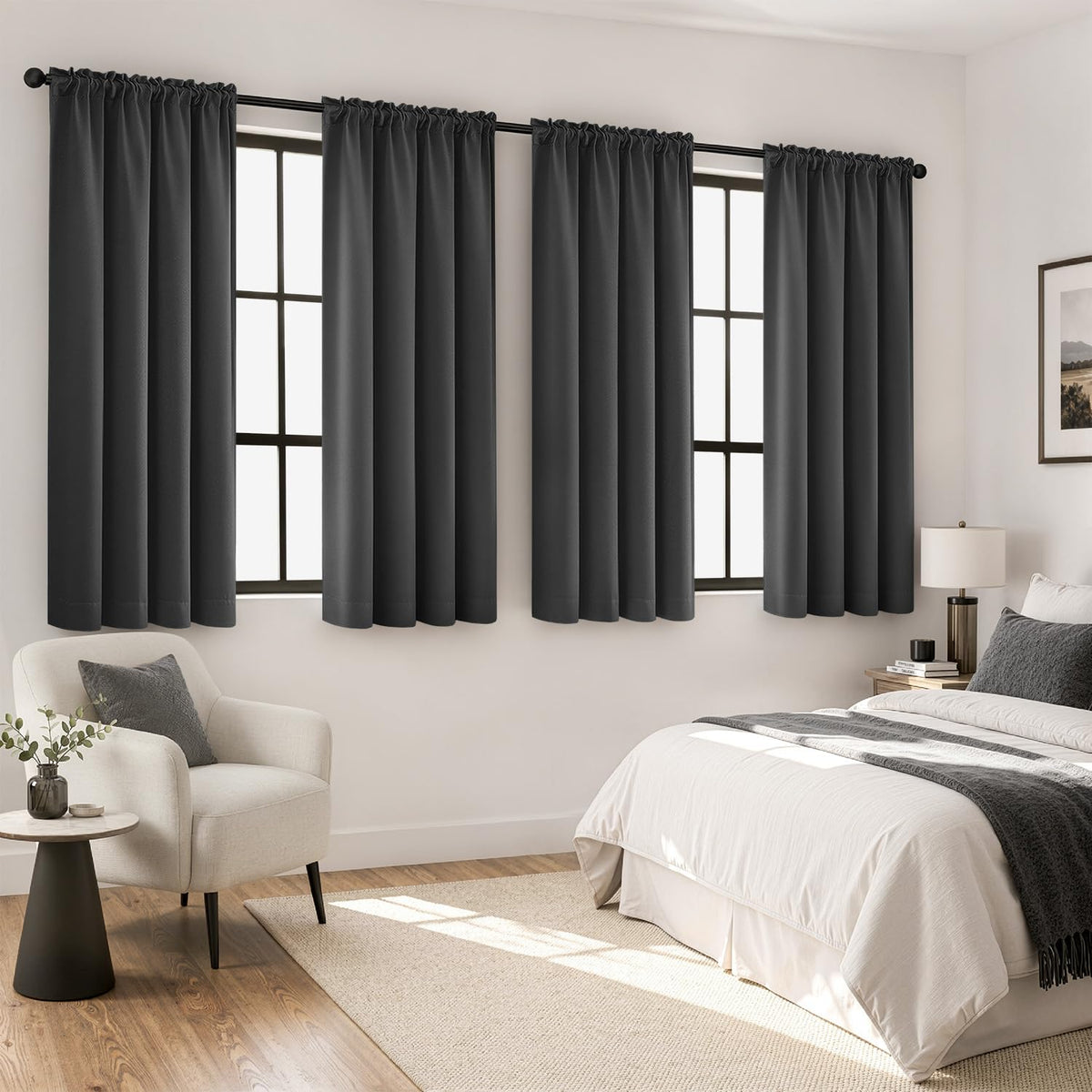 MIULEE Sage Green Blackout Curtains 63 Inch Length for Bedroom 4 Panels