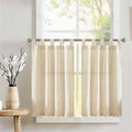 jinchan Striped Linen Kitchen Curtains 36 Inches Length Tier Curtains Farmhouse Modern Cafe Style Small Window Treatments Airy Light Filtering Rod Pocket for Living Room Bathroom 2 Panels Sage Green