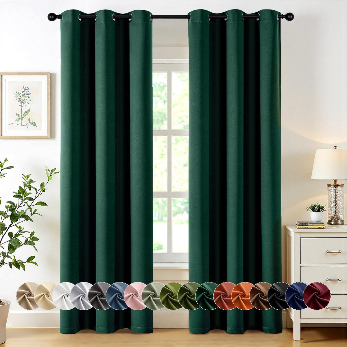 MIULEE Blackout Curtains for Bedroom 2 Panels 40 x 84 Inch Long Black
