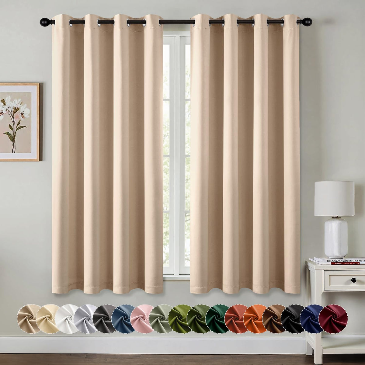 MIULEE Blackout Curtains for Bedroom 2 Panels 40 x 84 Inch Long Black