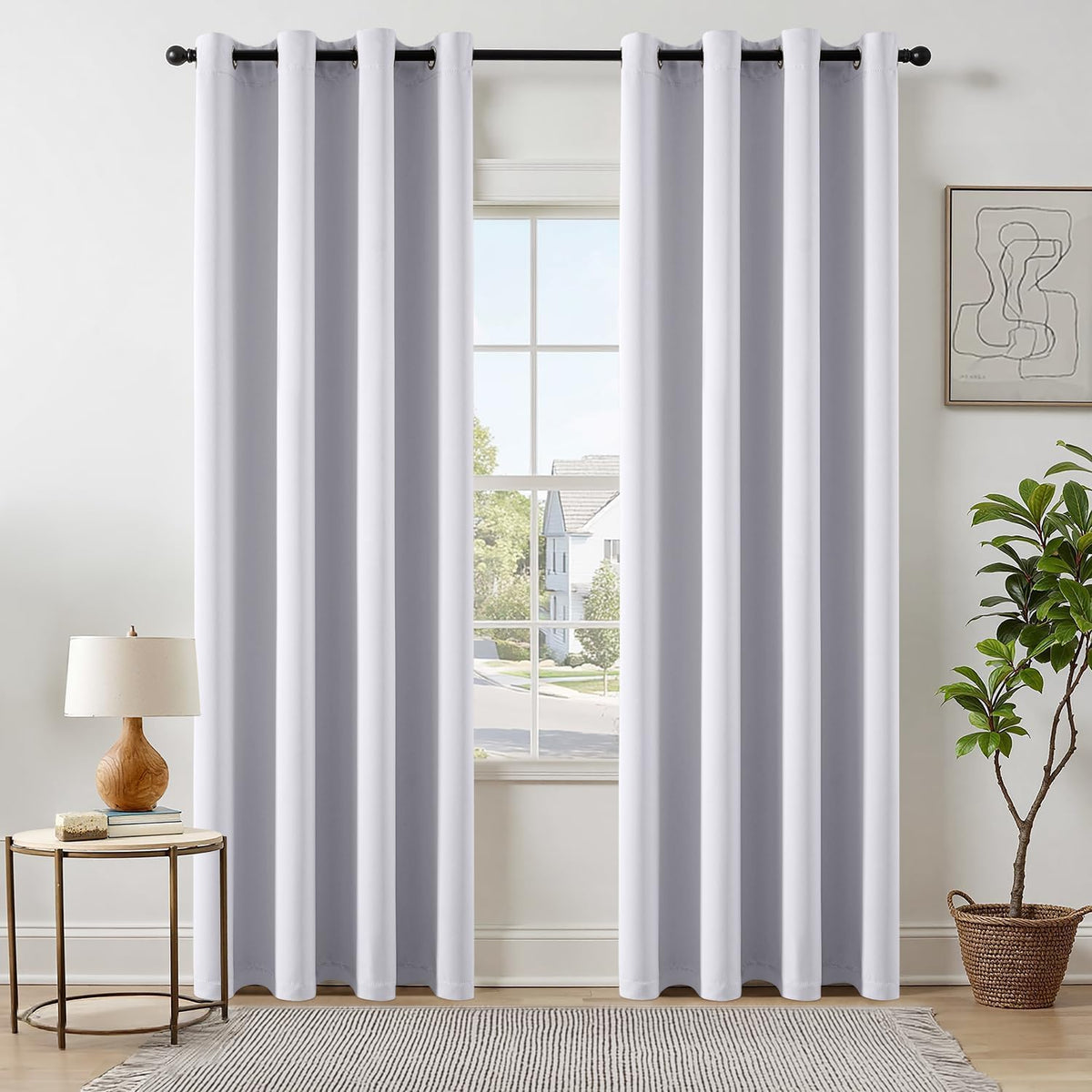 MIULEE Beige Blackout Bedroom Curtains Drapes 84 Inch Long 52"x84"